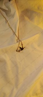 Flying Bird Crystal Stainless Steel Necklace - Golden Color Guaranteed Water Resistant Pendant for Women | NAZMIHA - Image 3