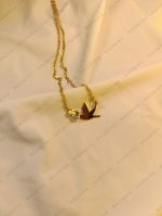 Flying Bird Crystal Stainless Steel Necklace - Golden Color Guaranteed Water Resistant Pendant for Women | NAZMIHA - Image 7